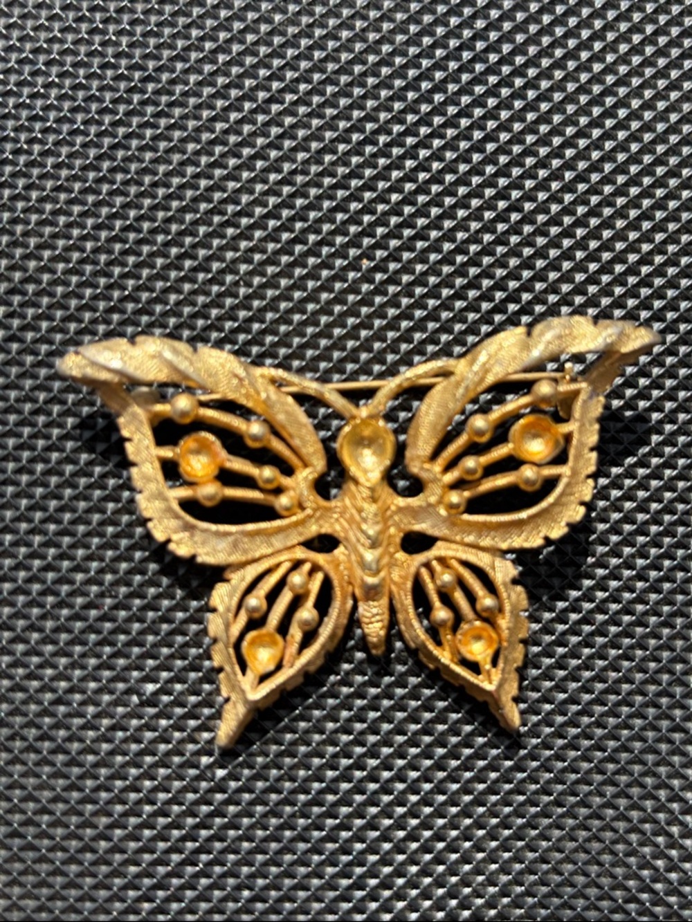 2 Brooches for 30 Gold-Tone Butterfly Brooch with Missing Accent Stones